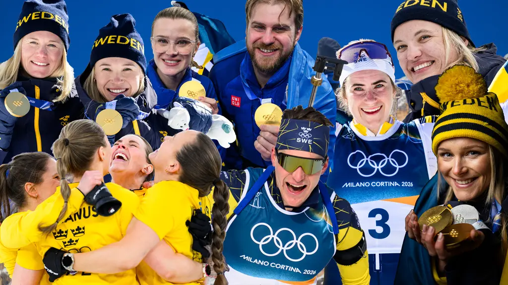 Bildmontage på flera av de svenska medaljerna under OS i Milano Cortina 2026