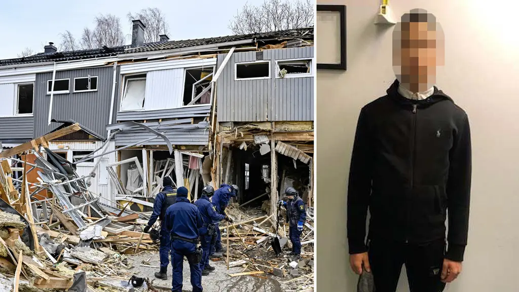 En radhuslänga har drabbats av en kraftig explosion och en anonymiserad bild av ”Scar”.