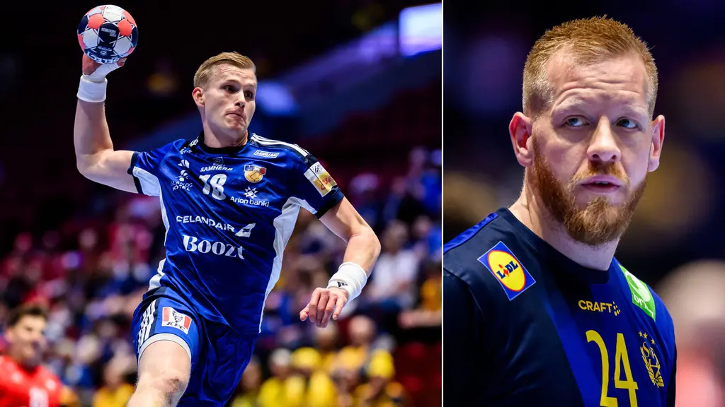 Islands Ellidi Vidarsson och Sveriges Jim Gottfridsson.