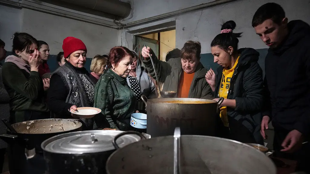 Soppkök i Mariupol som ockuperats av Ryssland.