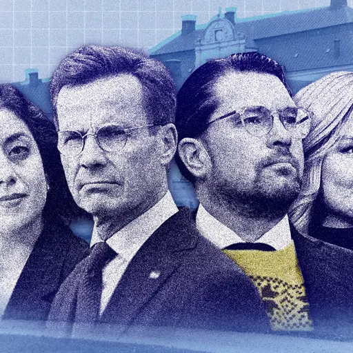 Kollage som visar partiledarna Simona Mohamsson (L), Ulf Kristersson (M), Jimmie Åkesson (SD) och Ebba Busch (KD).