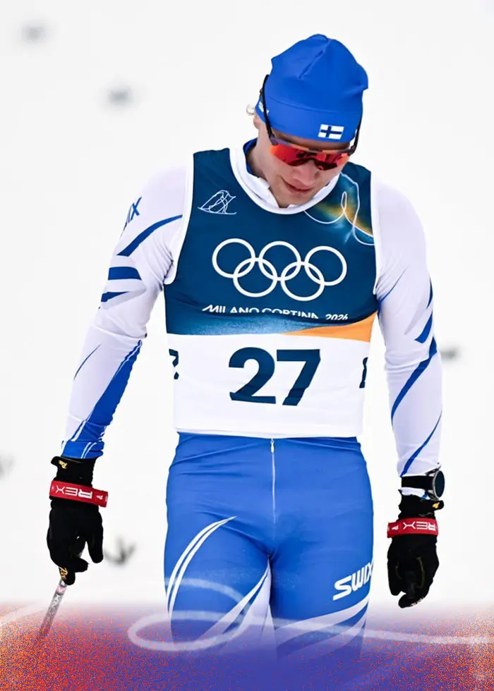 Lauri Vuorinen och medaljörer på herrarnas OS-sprint. Foto: RONI REKOMAA / LEHTIKUVA och Terje Pedersen / NTB