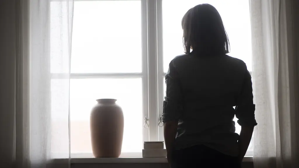 Siluetten av en kvinna som blickar ut genom ett fönster. Skymningsljuset i rummet ger en känsla av uppgivenhet. Foto: 	Fredrik Sandberg/TT
