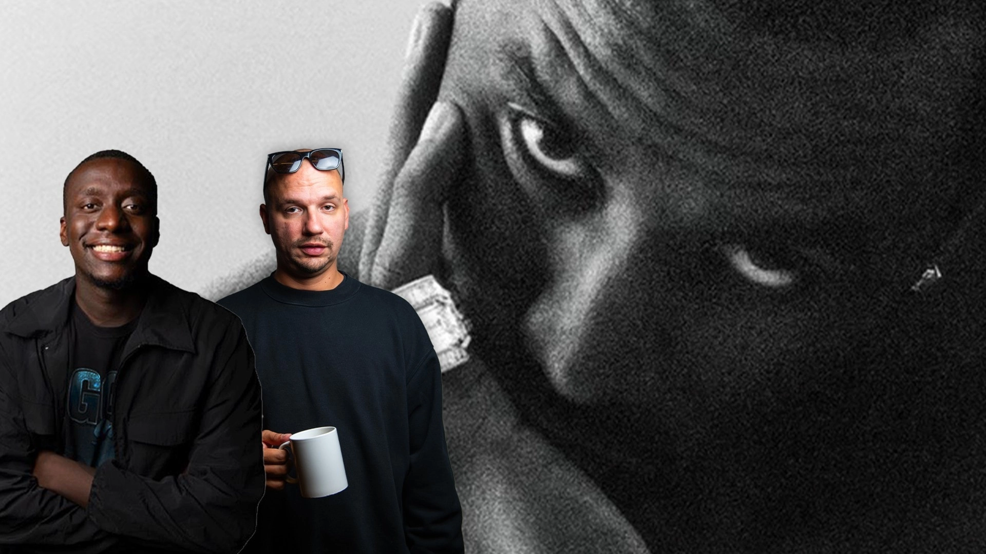 Kimbo och Petter framför en bild på Sean ”Diddy” Combs