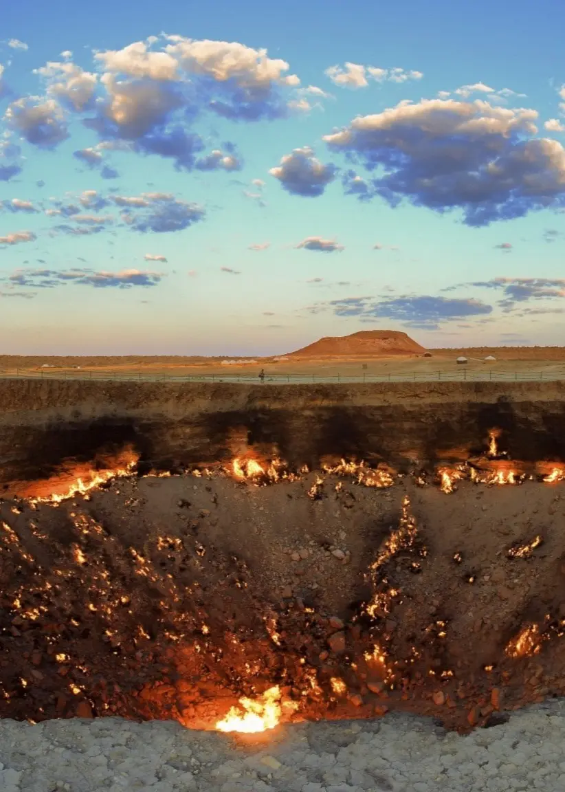 En bild på det brinnande hålet i Turkmenistan