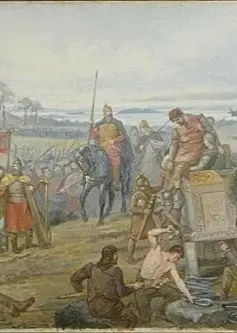 Slaget vid Fyrisvallarna enligt konstnären Mårten Eskil Winge 1888.