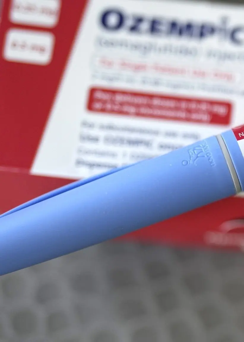 En blå spruta från företaget Novo Nordisk