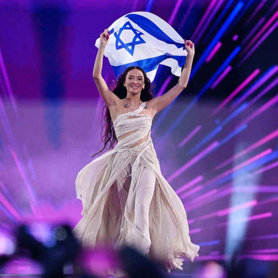 Israeliska fans under Eurovision i Schweiz 2025.
