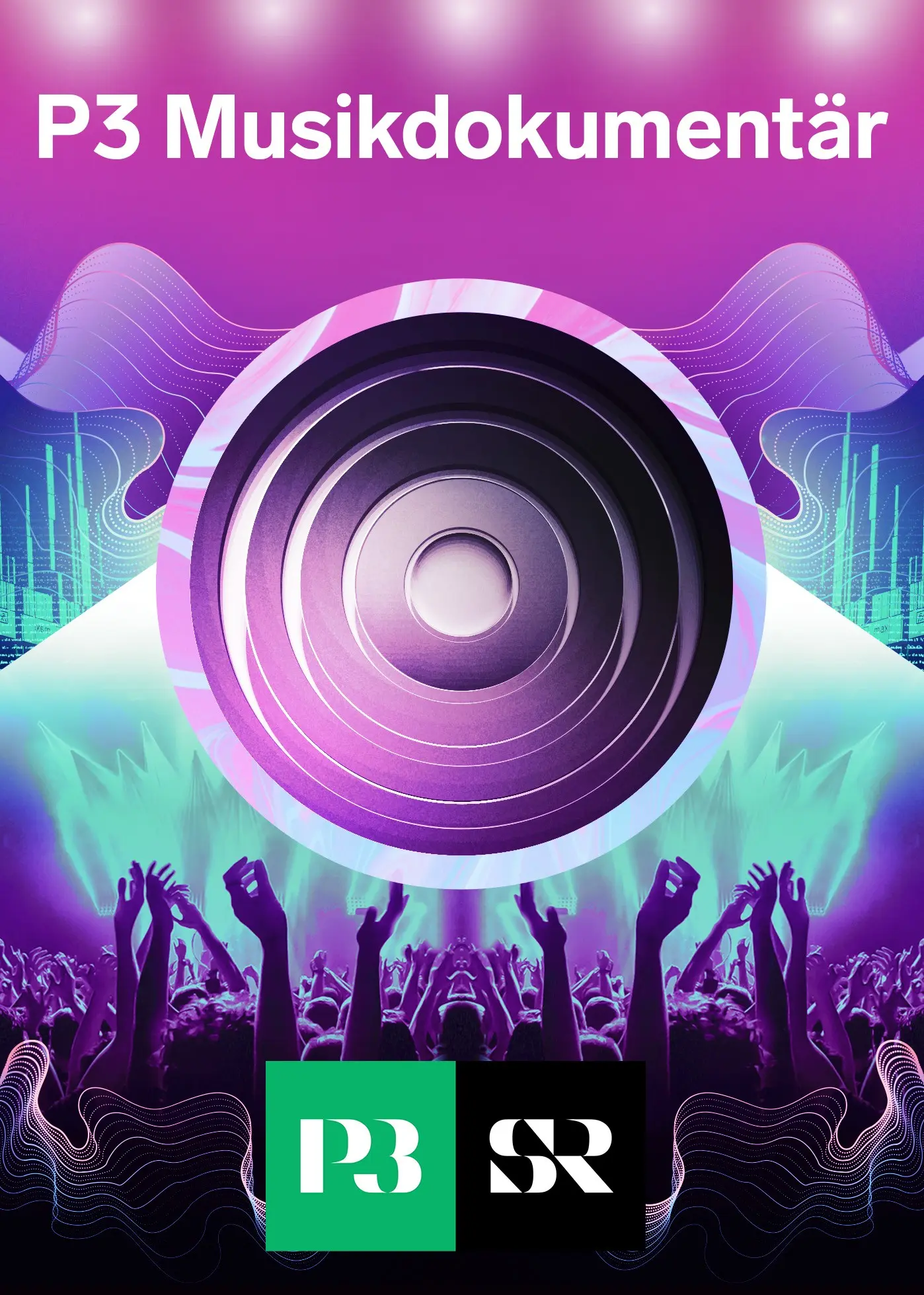 Charlie Watts, Mick Jagger, Ronnie Wood och Keith Richards står framför deras egen logga.