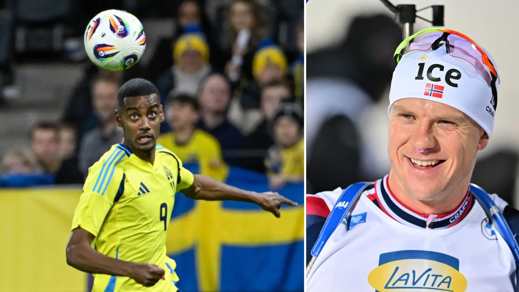 Alexander Isak och Vetle Sjåstad Christiansen. Foto: Fredrik Sandberg / TT och Hanna Brunlöf / TT