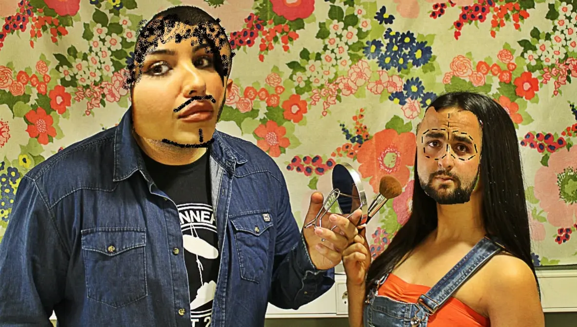 Mona & Hamza byter könsroller för en dag.  Foto: Stephanie Londéz och Mona Hadad/SR