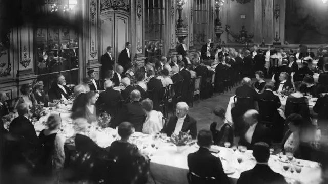 Spegelsalen på Grand Hôtel där den stora Nobelbanketten hölls 1901-1929.