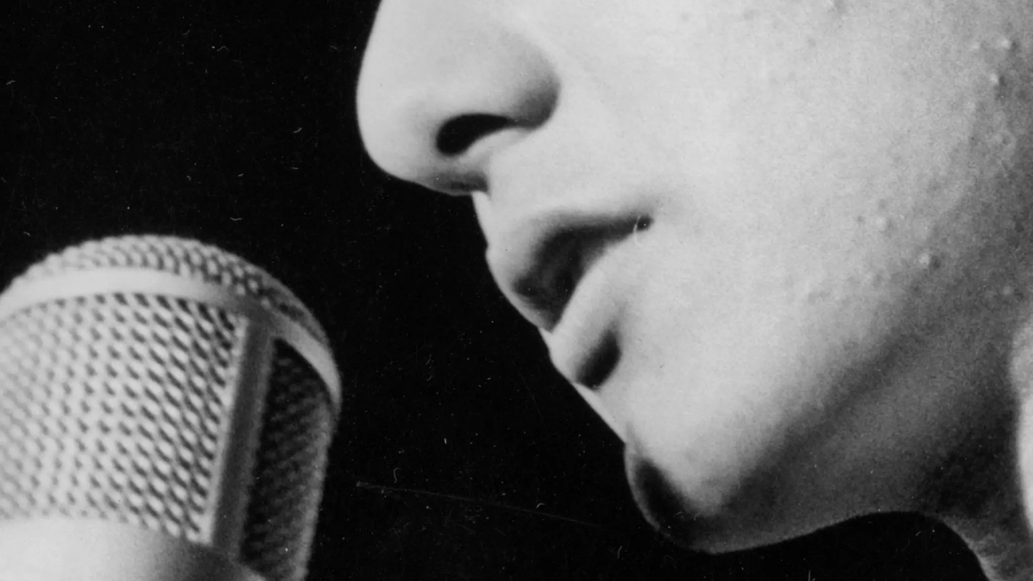 Man sjunger i mikrofon. Foto: SVT bild.