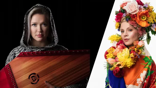 Maija Kauhanen med sin kantele