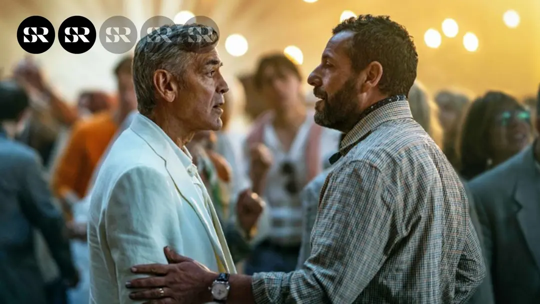 George Clooney och Adam Sandler, stjärnan och managern, i "Jay Kelly"