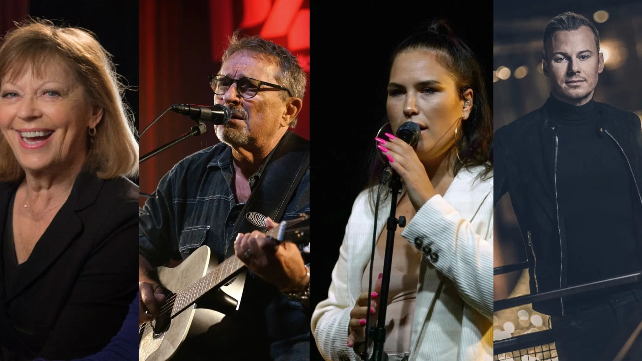 Den 20, 21 och 22 februari intar Lill Lindfors, Mikael Rickfors, Molly Hammar och Magnus Carlsson scenen i Berwaldhallen på årets P4 Plus-gala. Foto: Sveriges Radio samt Rickard Eriksson
