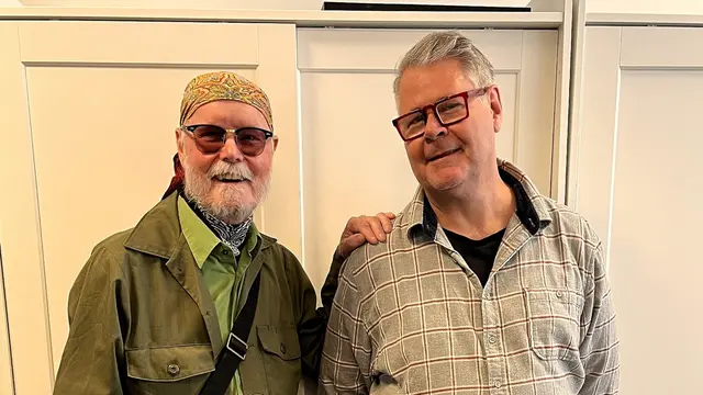 Harpo och Micke Cederberg i radiohuset i Halmstad 2025