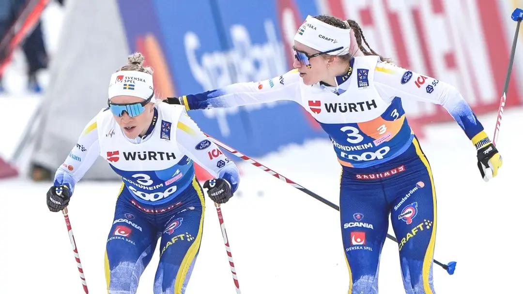 Skid-VM 2025 Jonna Sundling (t.v.) och Ebba Andersson. Foto: Lise Åserud/NTB