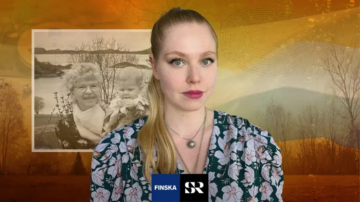 Bilden är ett kollage. På bilden syns Hannah Rane i förgrunden med blicken riktad rakt fram. Bakom henne till höger vajar en flagga i gult, vitt och blått. Till vänster bakom Hannah en bild i svartvitt där en äldre kvinna med en bebis i famnen syns framför ett landskap med träd, vatten, klippor och skär.