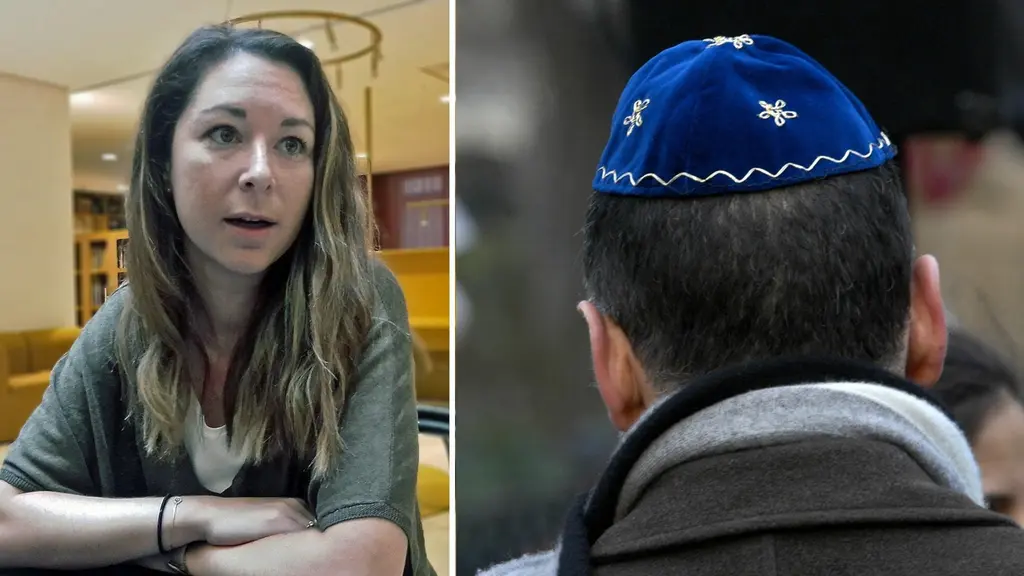 Nina Tojzner till vänster, en man med kippa till höger.