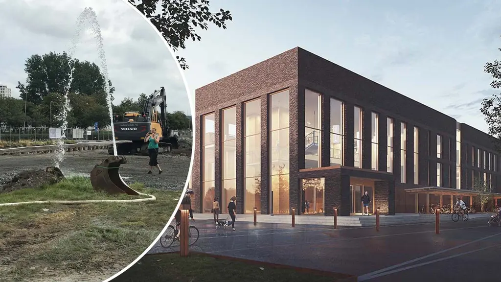 Splitbild på blivande Åby badhus