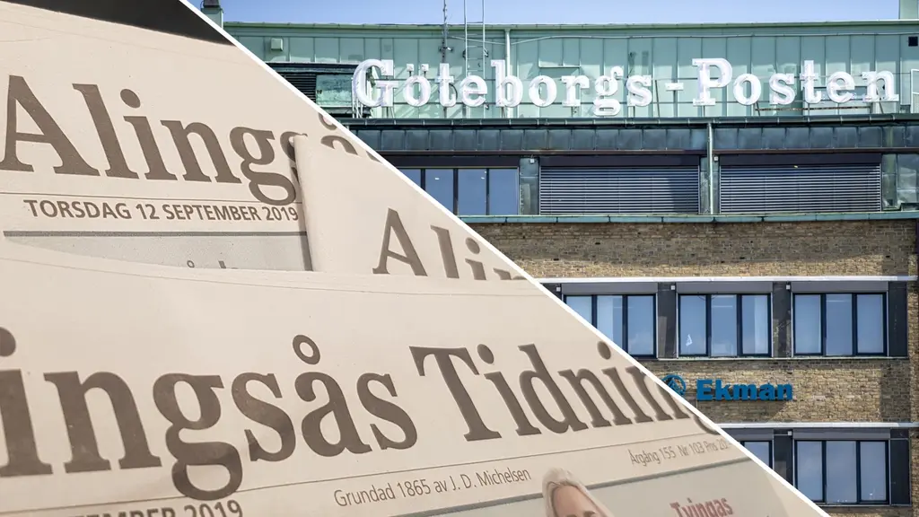 Ett kollage med Alingsås Tidning och Göteborgspostens fasad