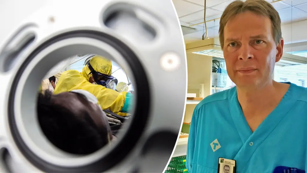 en patient vårdas för corona, Christian Blomkvist på region kronoberg inklippt.