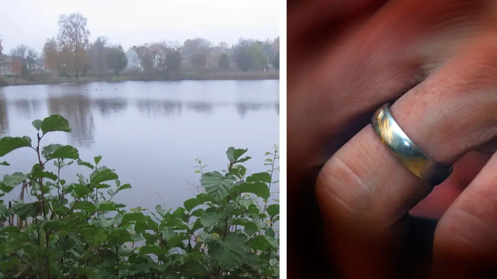 Växjösjön och en hand med en guldring