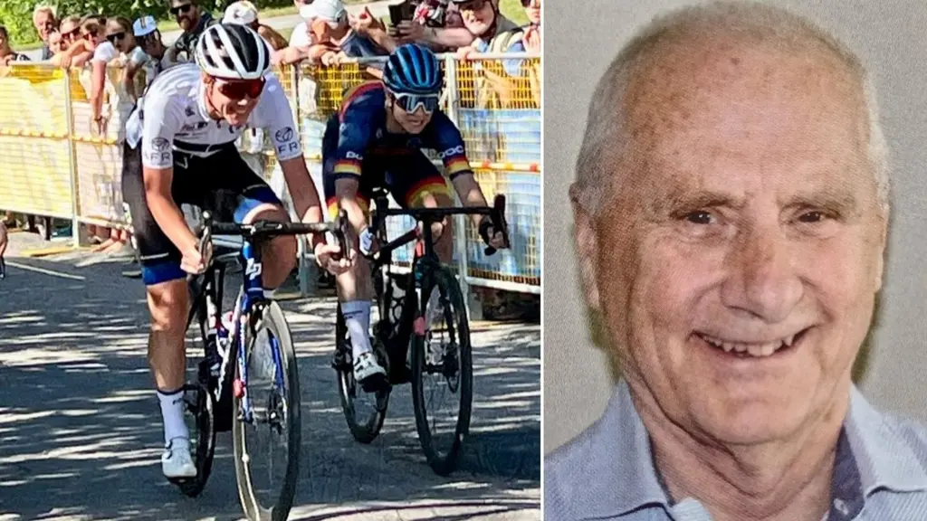 Cyklister och porträtt av man.