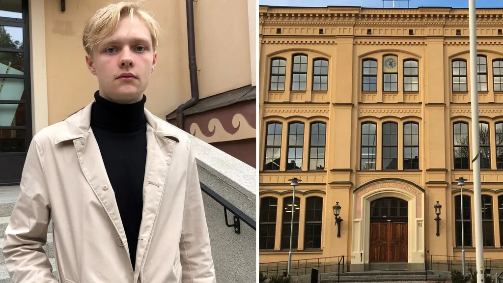 Elev på katedralskolan och Katedralskolans fasad.