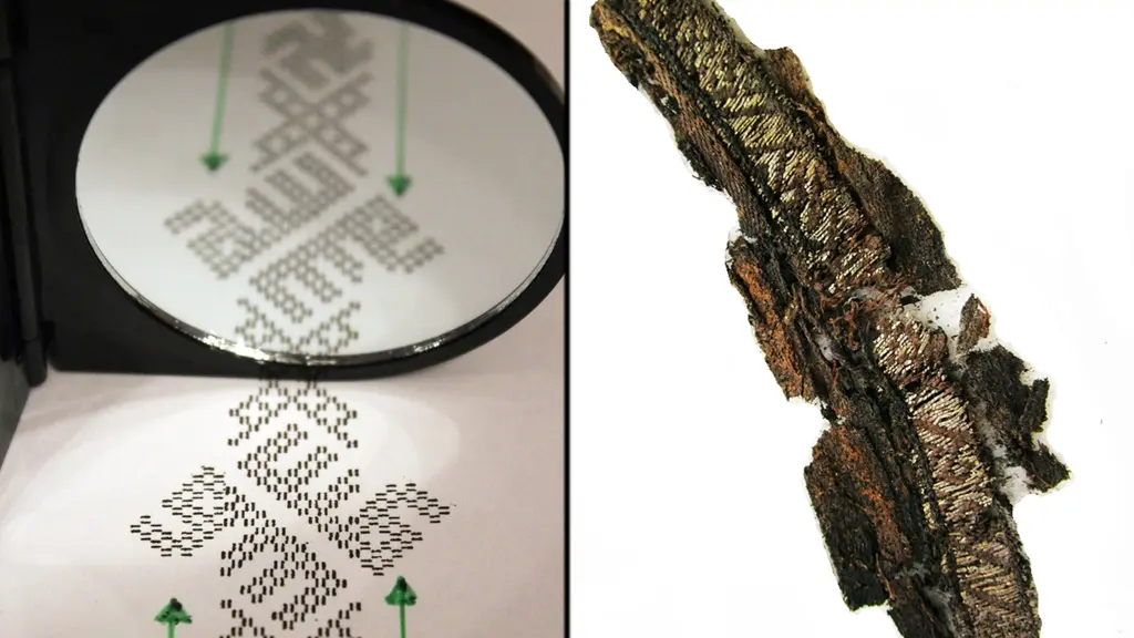 Spegelvänt framträder Allah i vikingatida bandmönster från Birka, enligt forskaren Annika Larsson.