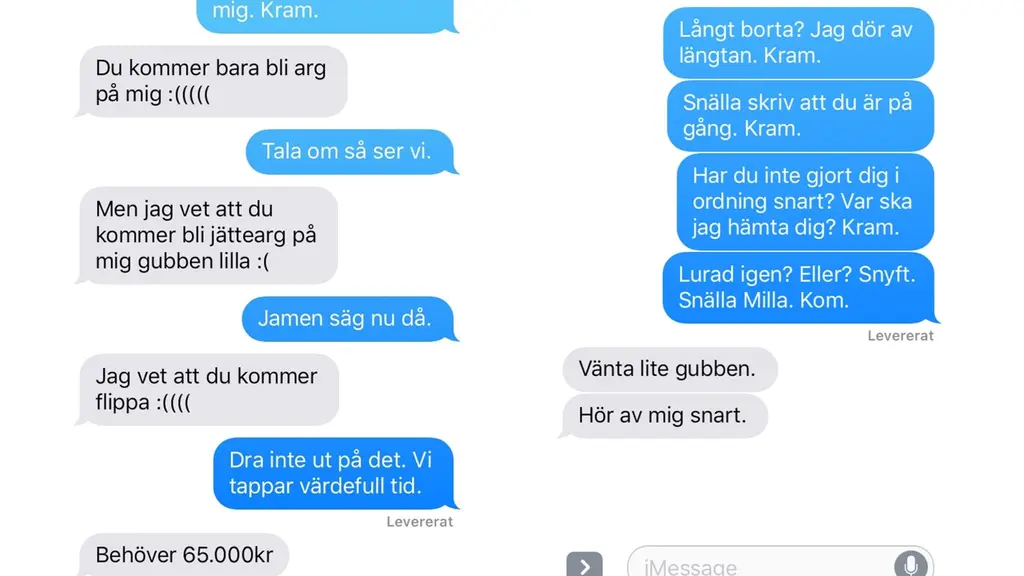 Umeåbon skrev till signaturen "Milla" som ville ha pengar för att kunna inleda en relation. 