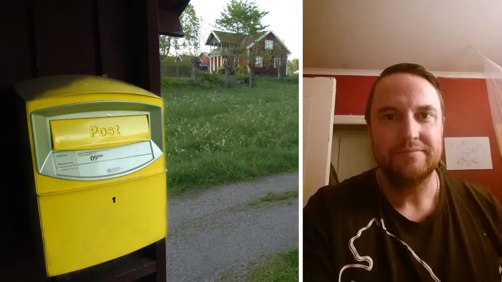 En postlåda på landsbygden och tidigare Sverigedemokraten John Säljgård.