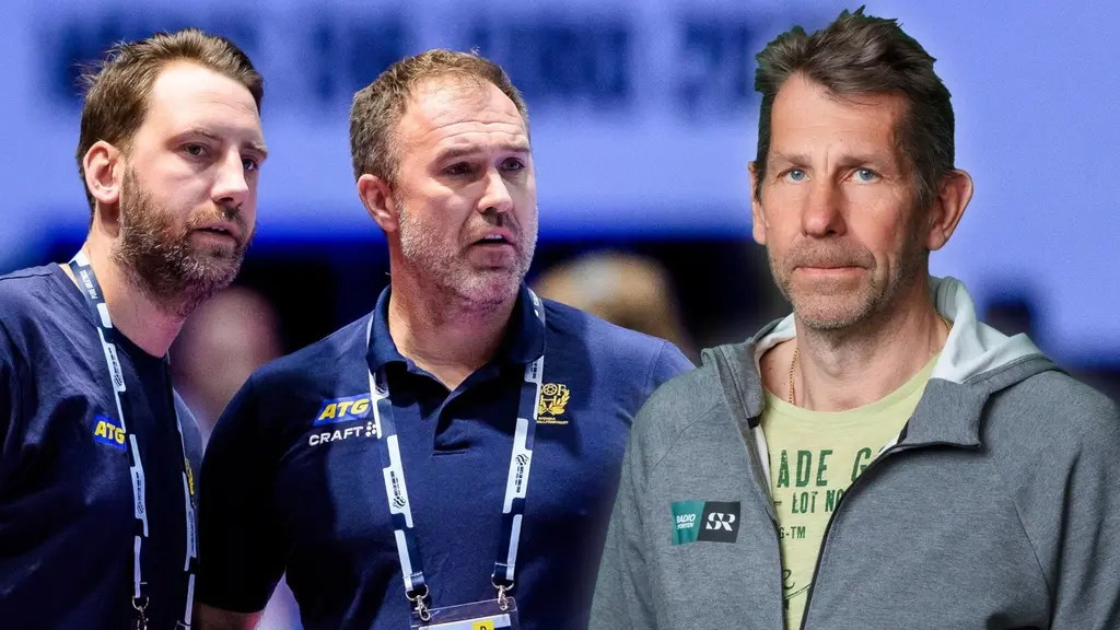 Magnus Wislander (höger) om tränarduon Patrik Fahlgren och Mikael Apelgren.