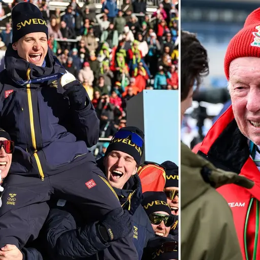 Martin Ponsiluoma firas av svenska laget. Till höger, tidigare Sverige-tränaren Wolfgang Pichler.