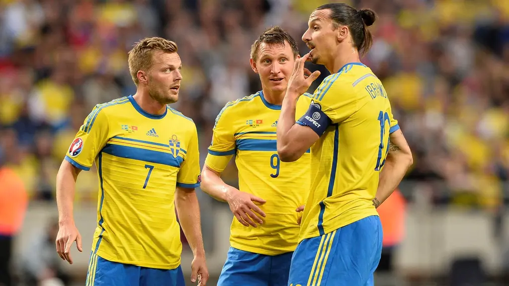 Sebastian Larsson, Kim Källström och Zlatan Ibrahimovic. Foto: TT