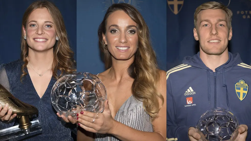 Anna Anvegård, Kosovare Asllani och Emil Forsberg.