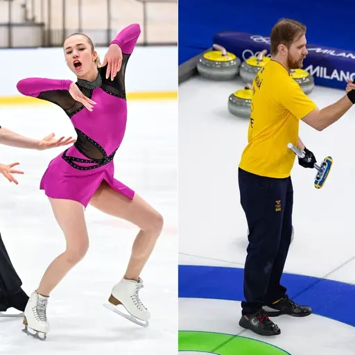 Nikolaj Majorov och Milla Ruud Reitan och syskonen Wranå. Foto: Johan Nilsson / TT och Odd ANDERSEN / AFP