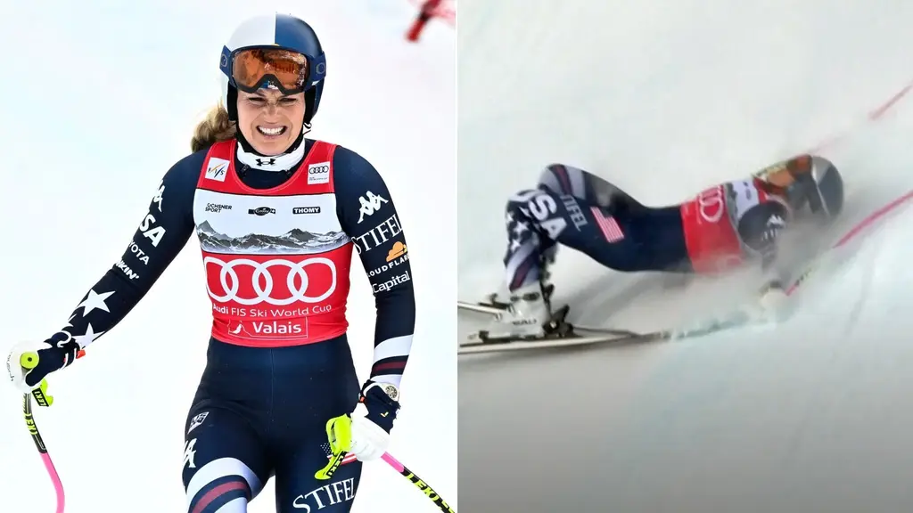 Lindsey Vonn åkte ut i skyddsnätet under världscuptävlingen.