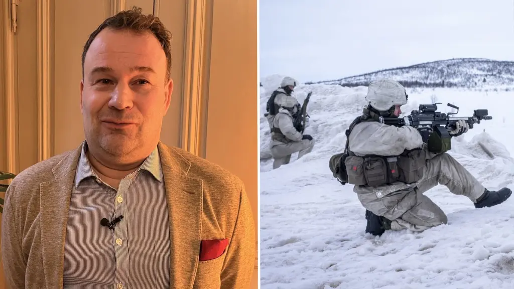 Kahden kuvan yhdistelmä. Janne Wikström on projektipäällikkö, joka on osallistunut Suomen ja Ruotsin välisiin suhtesiin perustuvan barometrin tekemiseen. Oikealla ruotsalaissotilaita Naton Nordic Response -harjoituksessa talvisessa maastossa.