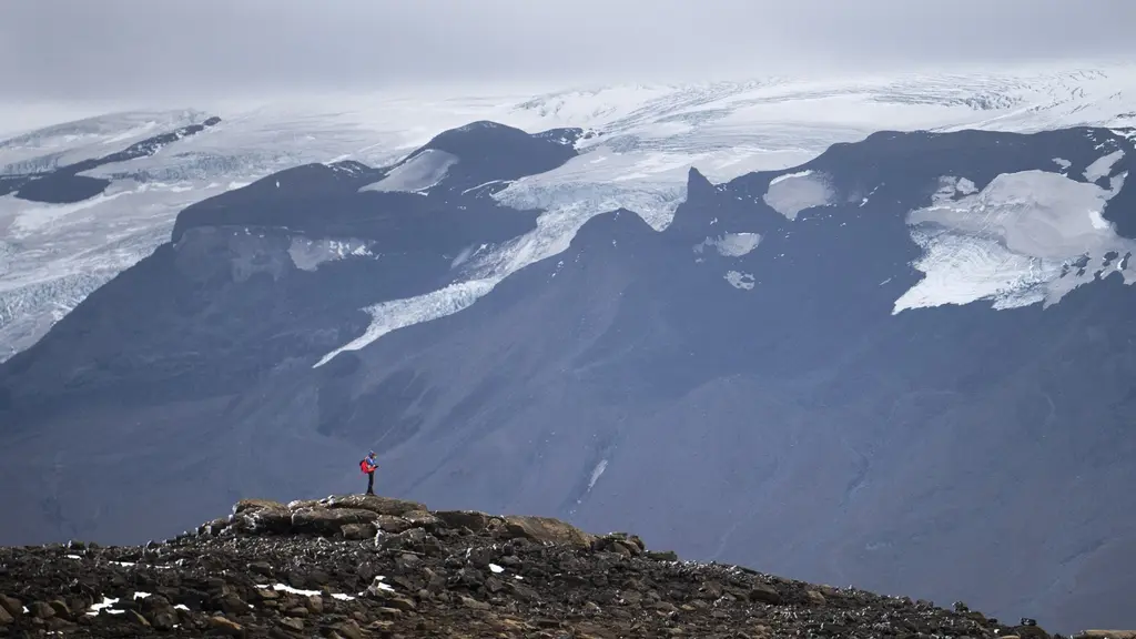 Okjökull, en glaciär på Island som har smält på grund av förändringen i klimatet. 