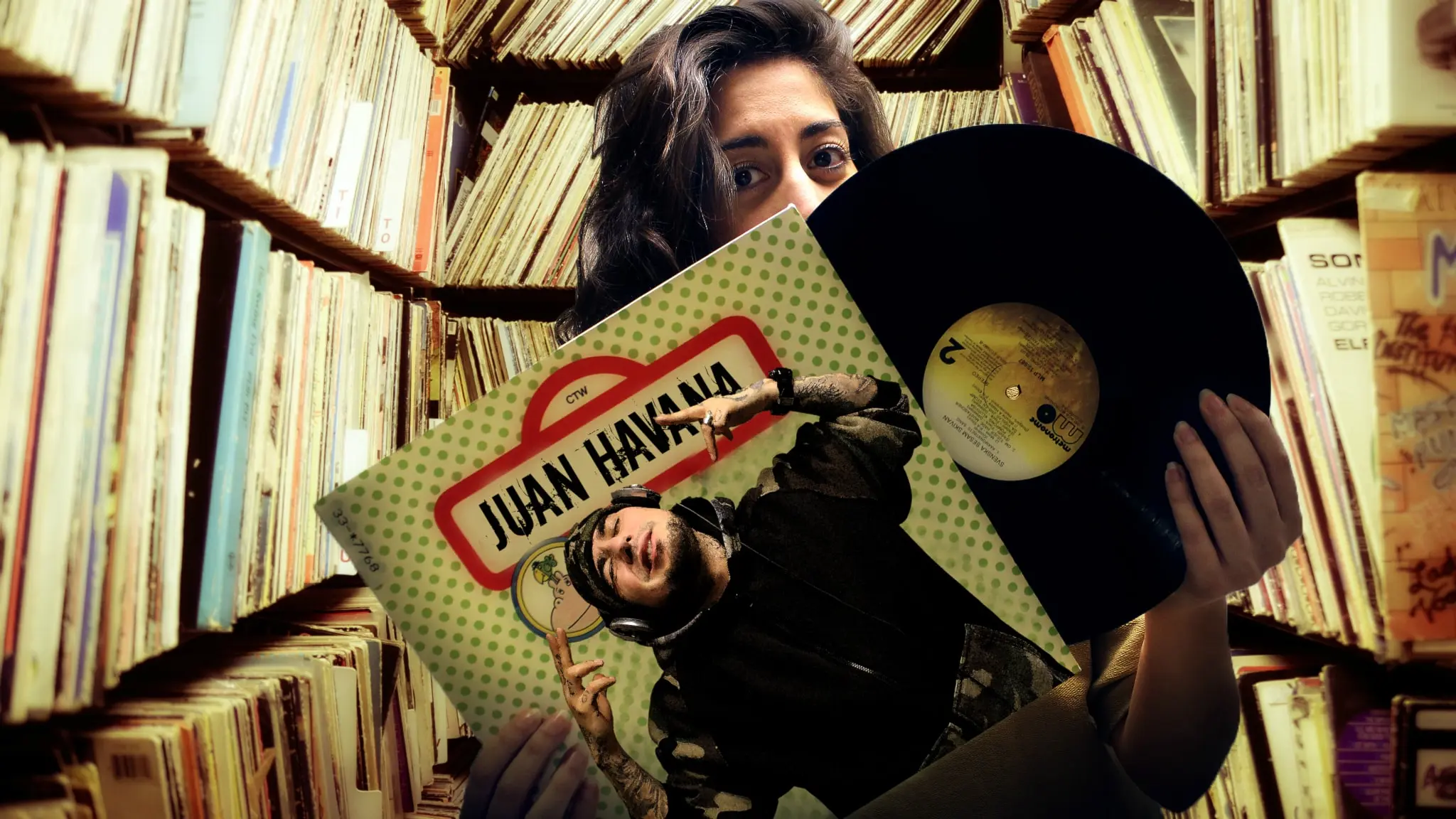 Suzi kollar igenom gamla skivor och hittar DJ Juan Havanas! Foto: SR och Will Folsom/Flickr/CC BY 2.0