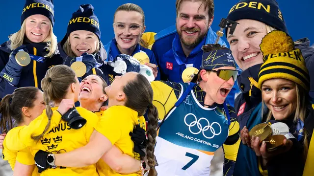 Bildmontage på flera av de svenska medaljerna under OS i Milano Cortina 2026
