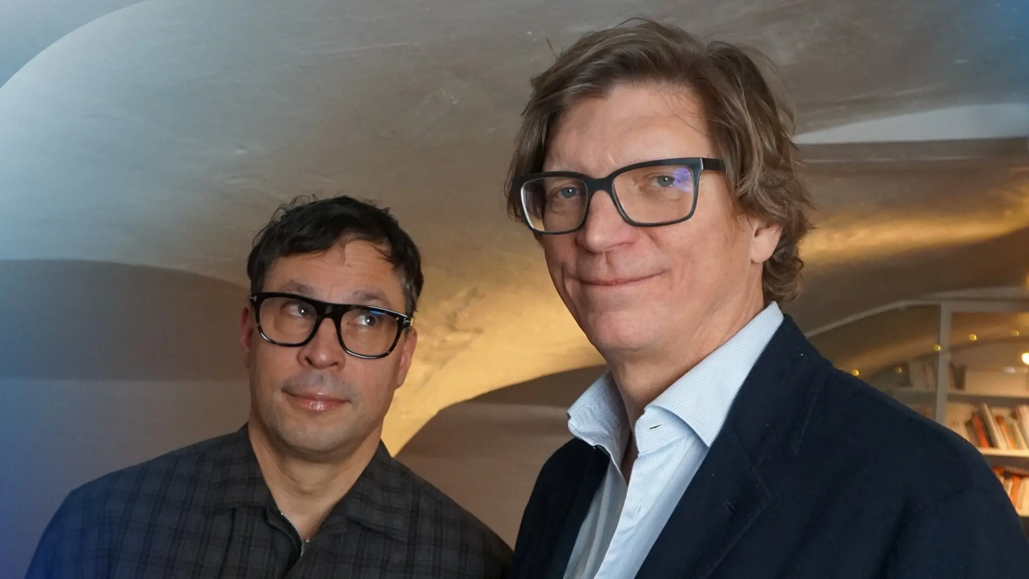 Martin Wicklin, programledare, och gästen Niklas Zennström, entreprenör och investerare.