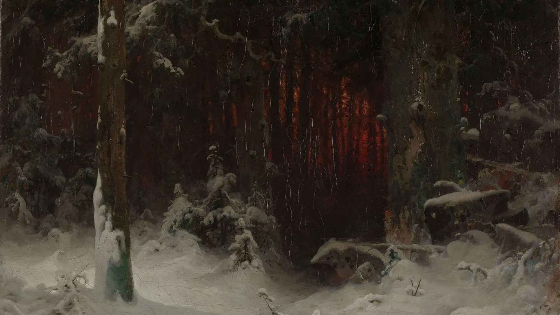 Wooded Landscape in Snow (1870)