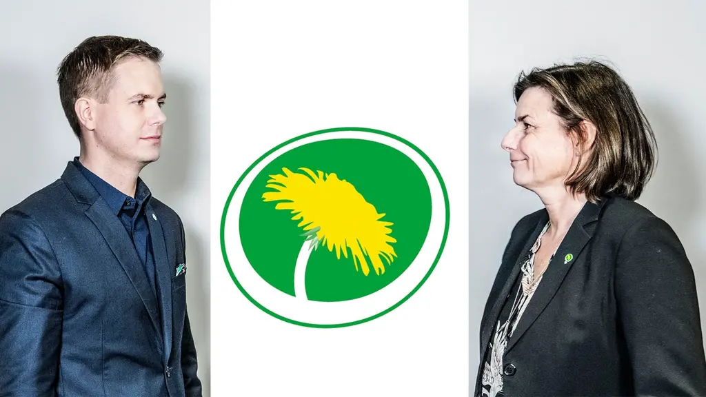 På fotot ser man språkrören och partiets symbol.