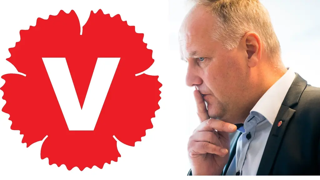 På fotot ser man partiledaren och partisymbolen.