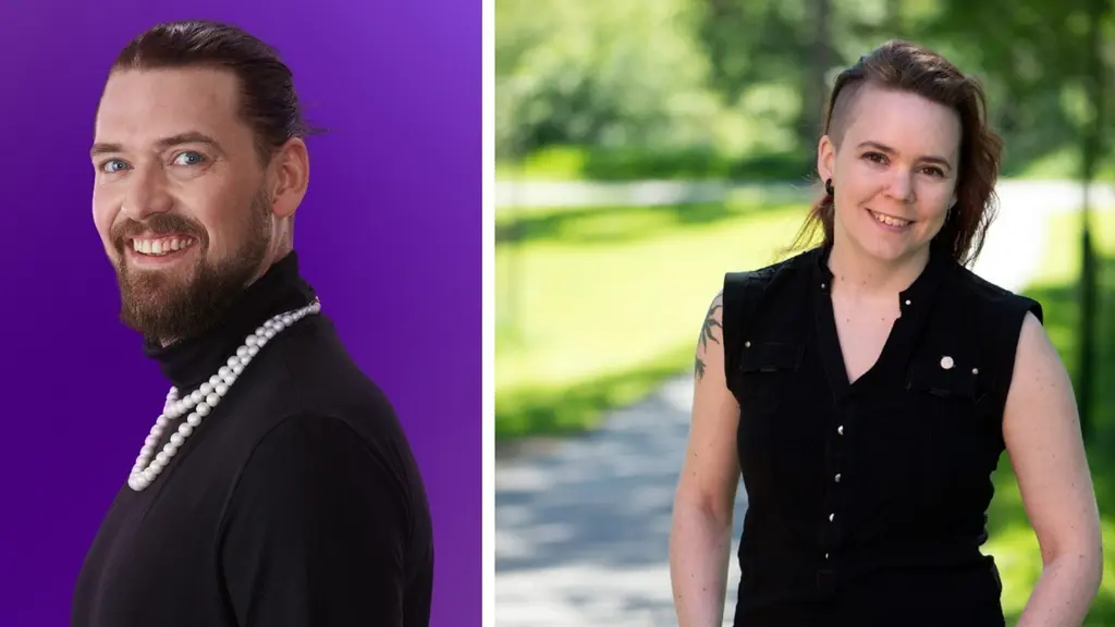 Christofer från love is blind och språkvetaren Sara Lövestam