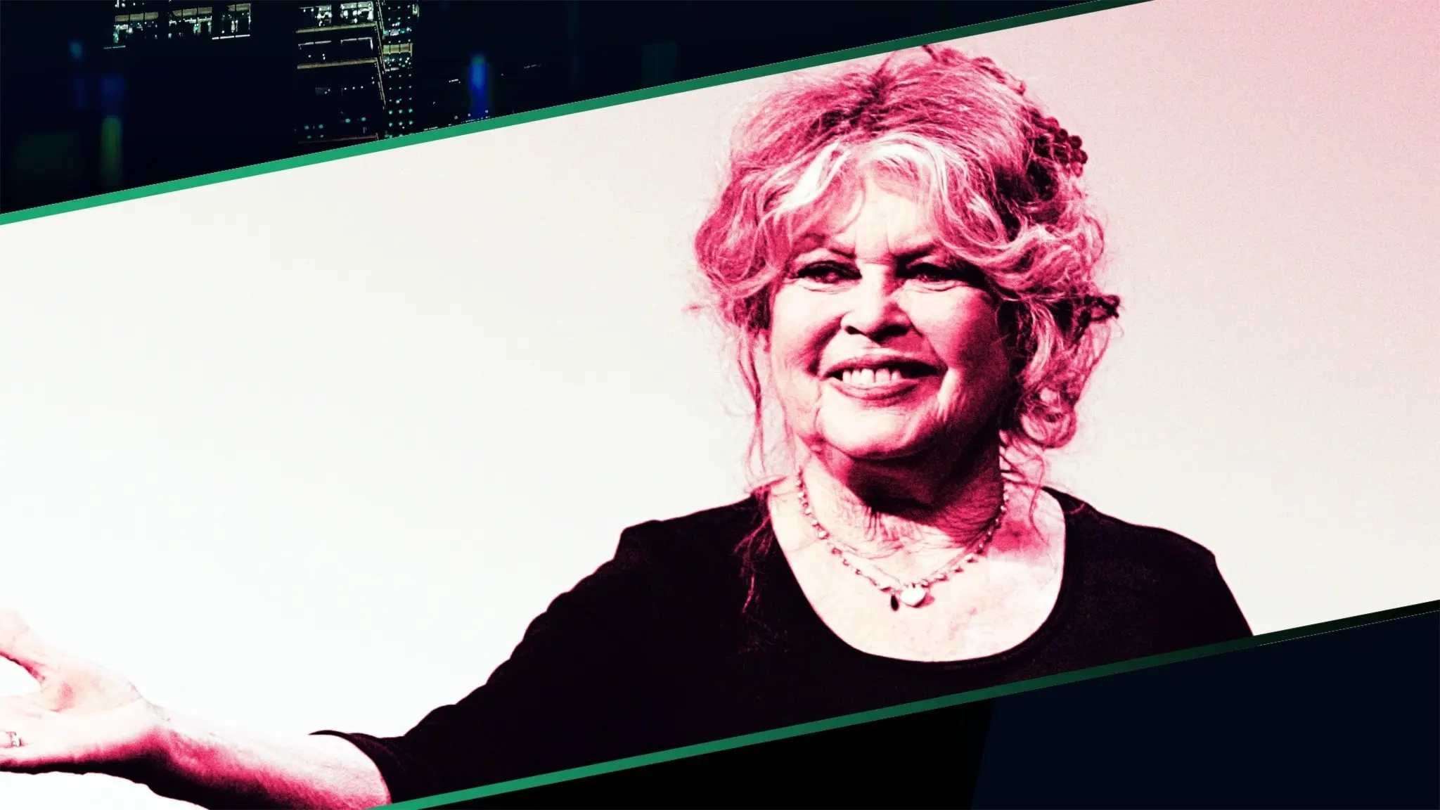 Brigitte Bardot i 70-årsåldern med blommor i håret. 