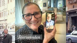 Therese med sin nyfunne morbror Roni på bild i telefonen